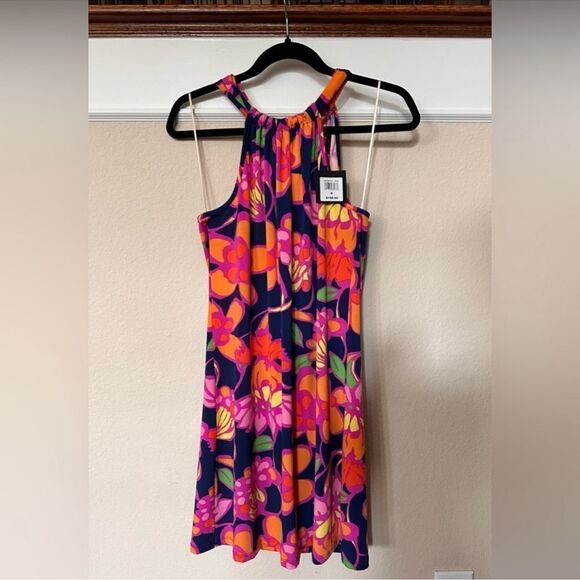 Trina Turk Juju Bright Multicolor Floral Halter A-line Mini Shift Dress Size S - Picture 10 of 12